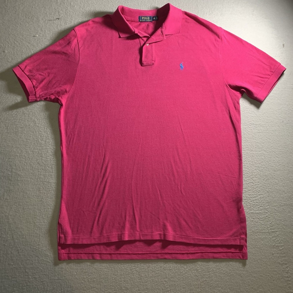 Polo Ralph Lauren Men's XL Polo Shirt Short Sleeve Pink with Blue Pony